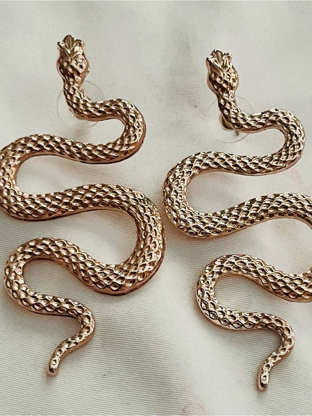 Rose Gold Snake Dangle Earrings - Women Jewelry